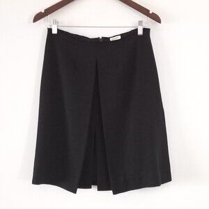 L'AGENCE black pleated mini skirt with slits and silk layers